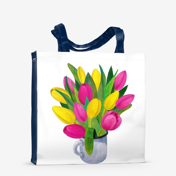 Сумка-шоппер «Яркие тюльпаны в металлической кружке»