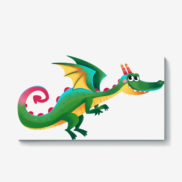 Холст «Зеленый сказочный дракон»