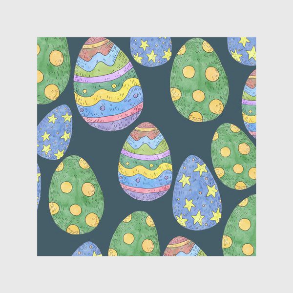 Скатерть «Паттерн с пасхальными яйцами на темном фоне»