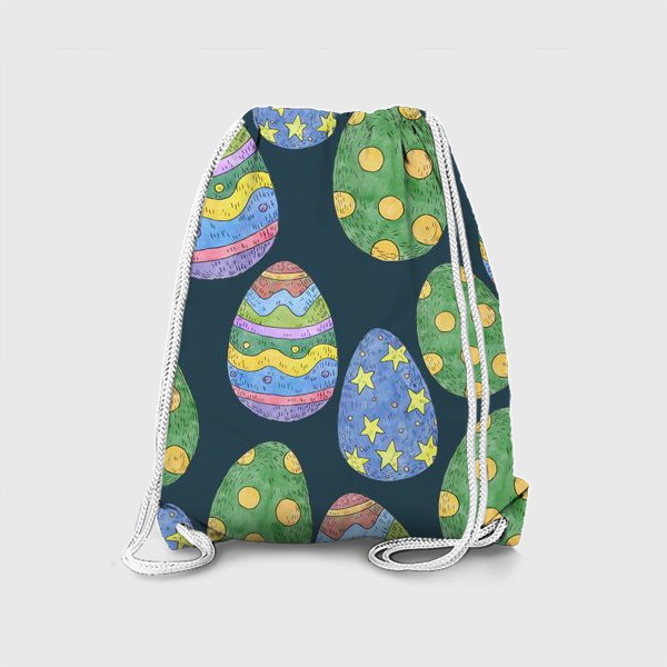 Рюкзак «Паттерн с пасхальными яйцами на темном фоне»