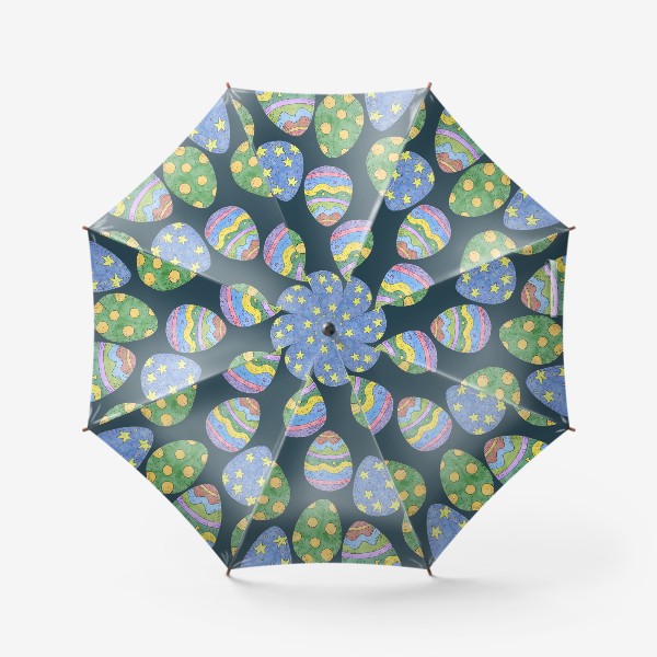 Зонт «Паттерн с пасхальными яйцами на темном фоне»