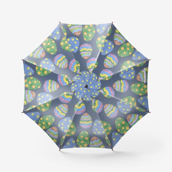 Зонт «Узор с пасхальными яйцами на синем фоне»