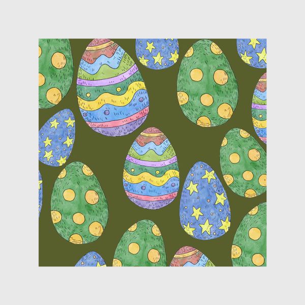 Шторы «Пасхальные яйца на фоне хаки»