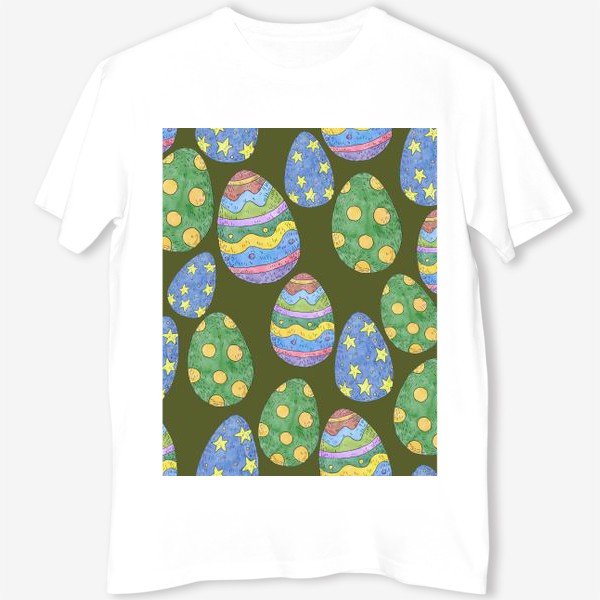 Футболка «Пасхальные яйца на фоне хаки»