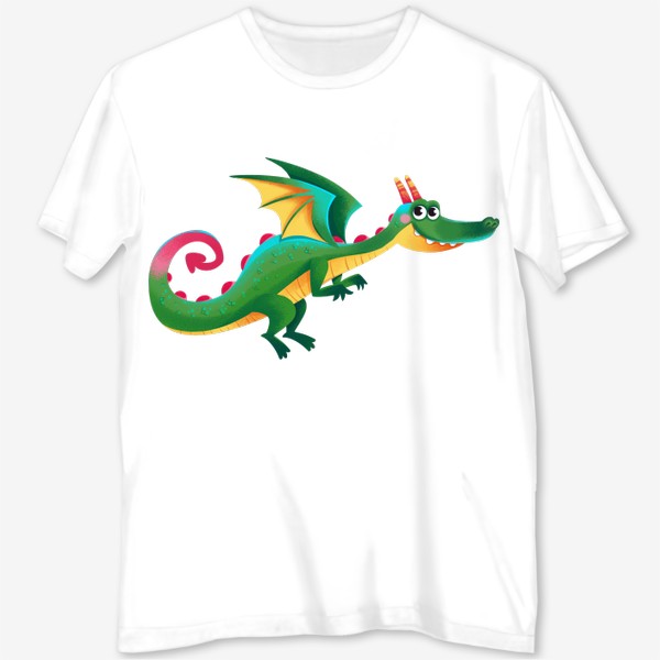 Футболка с полной запечаткой «Зеленый сказочный дракон»