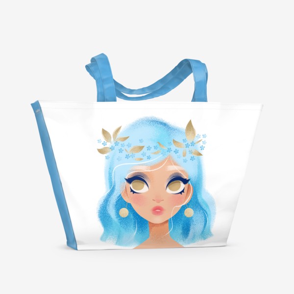 Пляжная сумка «Мальвина. Девочка с голубыми волосами. Весна»