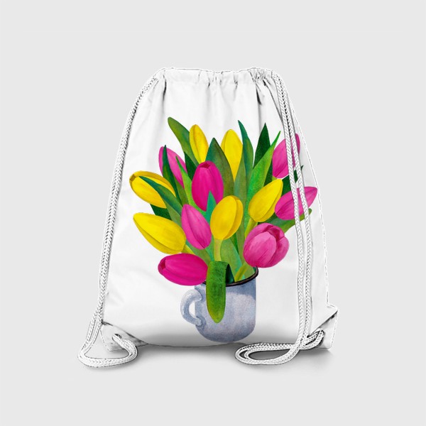 Рюкзак «Яркие тюльпаны в металлической кружке»