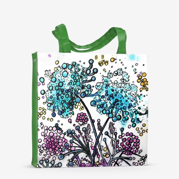 Сумка-шоппер «Акварельная абстракция, голубые цветы»