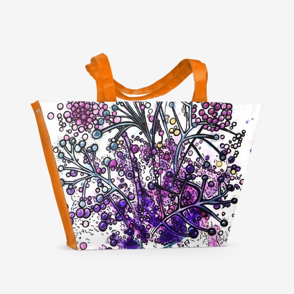 Пляжная сумка «Акварельная абстракция, голубые цветы»