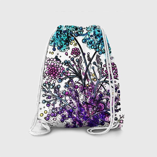 Рюкзак «Акварельная абстракция, голубые цветы»