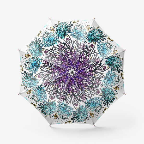 Зонт «Акварельная абстракция, голубые цветы»