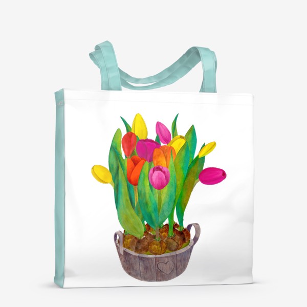 Сумка-шоппер «Кадка с яркими тюльпанами»