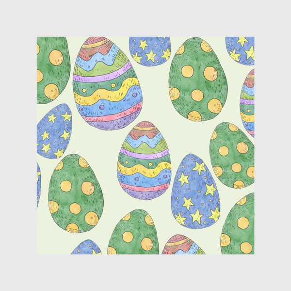 Скатерть «Узор с пасхальными яйцами на зеленом фоне»