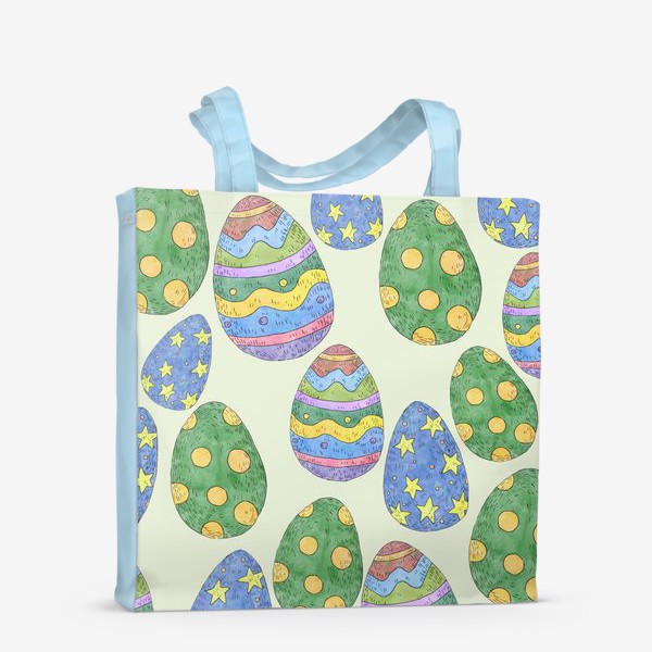 Сумка-шоппер «Узор с пасхальными яйцами на зеленом фоне»