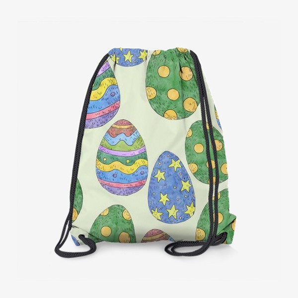 Рюкзак «Узор с пасхальными яйцами на зеленом фоне»