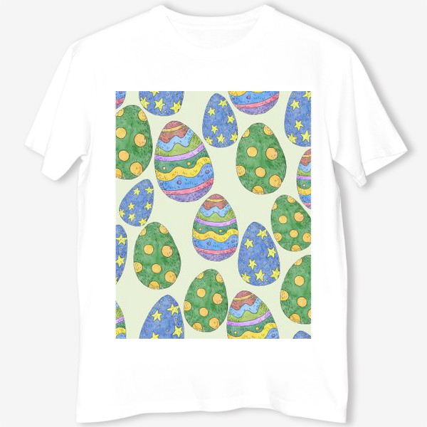 Футболка «Узор с пасхальными яйцами на зеленом фоне»