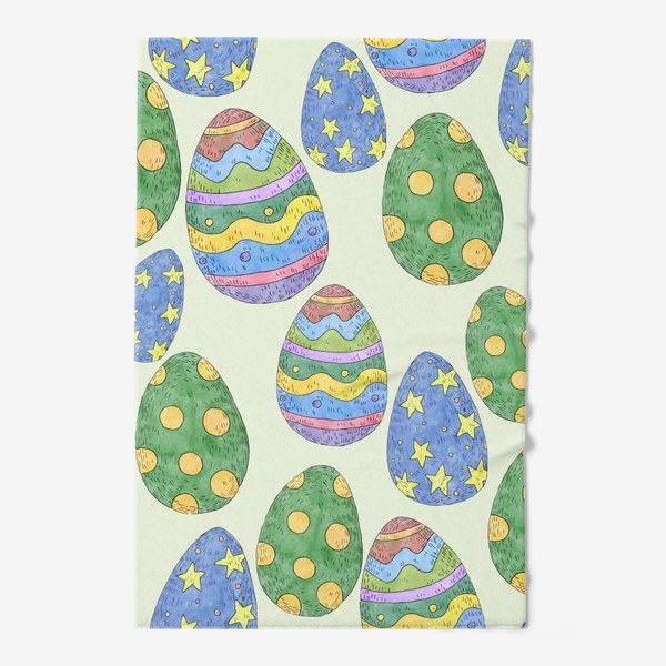 Полотенце «Узор с пасхальными яйцами на зеленом фоне»
