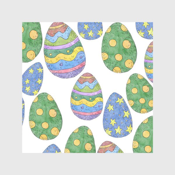 Скатерть «Паттерн с пасхальными яйцами на белом фоне»