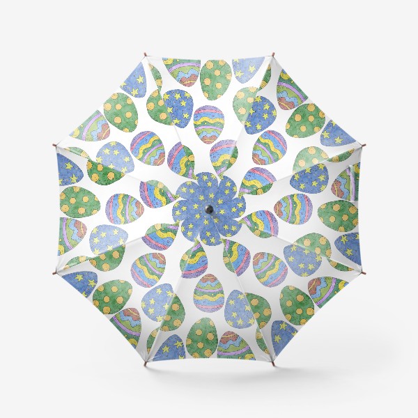 Зонт «Паттерн с пасхальными яйцами на белом фоне»