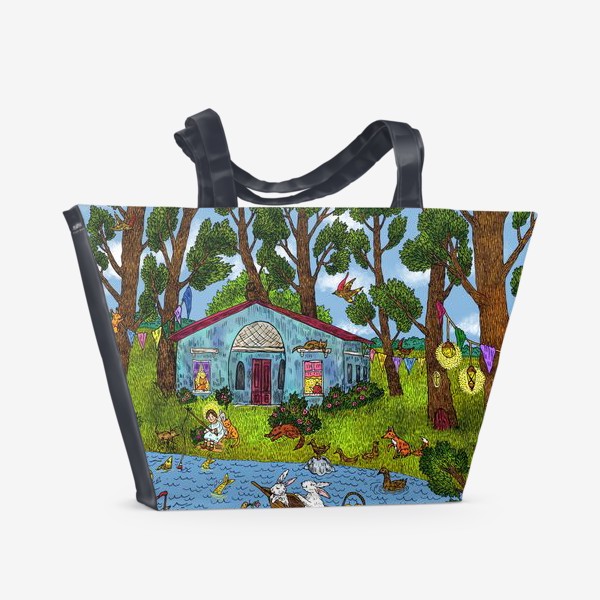 Пляжная сумка «Веселое лето в доме у озера»