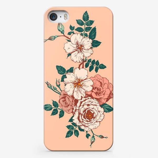 Чехол iPhone «Винтажные розы на фоне цвета пудры»