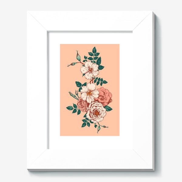 Картина «Винтажные розы на фоне цвета пудры»