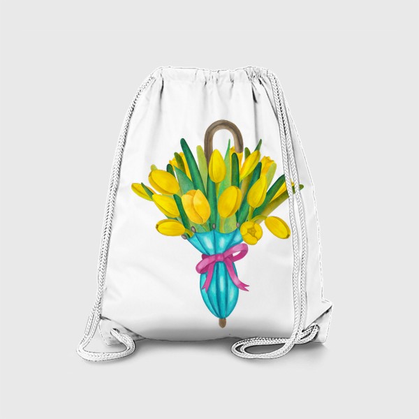 Рюкзак «Жёлтые тюльпаны в голубом зонтике»