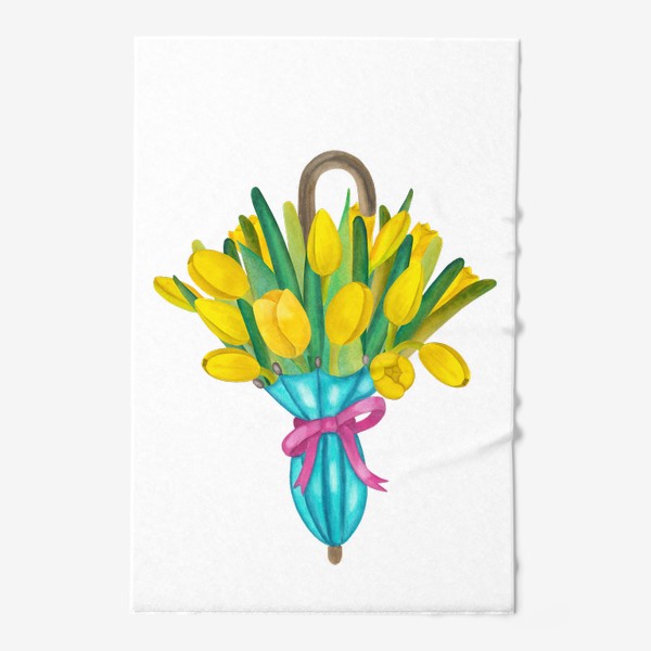 Полотенце «Жёлтые тюльпаны в голубом зонтике»