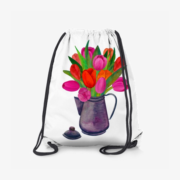 Рюкзак «Кофейник с яркими тюльпанами»