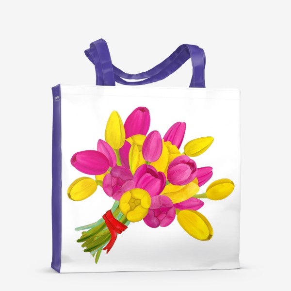 Сумка-шоппер «Букет ярких желтых и розовых тюльпанов»