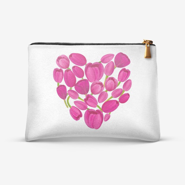 Косметичка «Сердце из розовых тюльпанов»