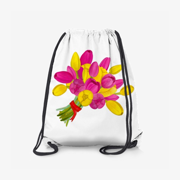 Рюкзак «Букет ярких желтых и розовых тюльпанов»
