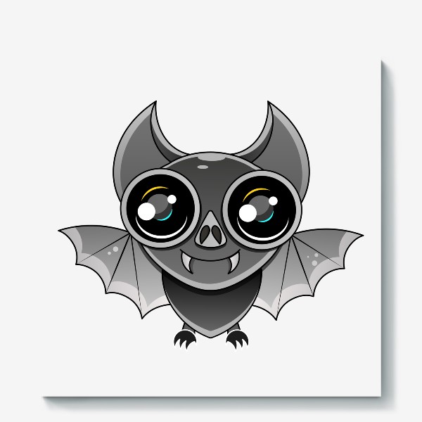 Холст «Illustration of Cute Cartoon Halloween bat flying»