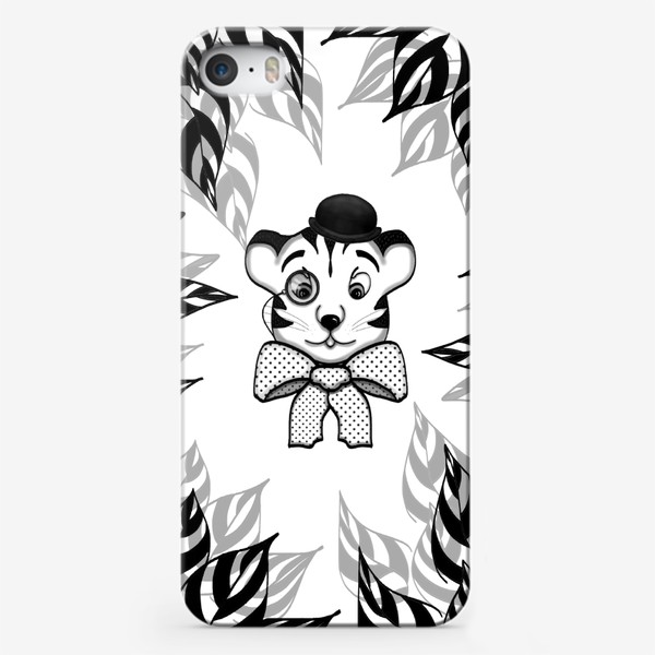 Чехол iPhone «Тигр в джунглях (джентльмен, листья)»