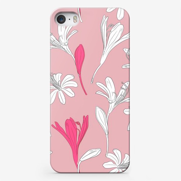 Чехол iPhone «цветы на розовом»