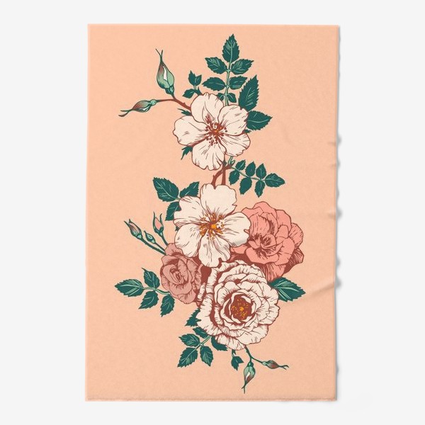 Полотенце «Винтажные розы на фоне цвета пудры»