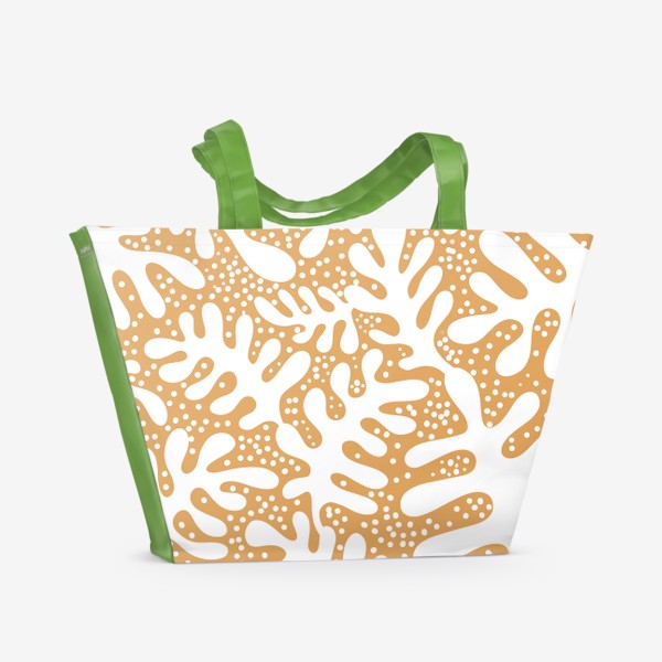Пляжная сумка «Плоские листья на желтом фоне»
