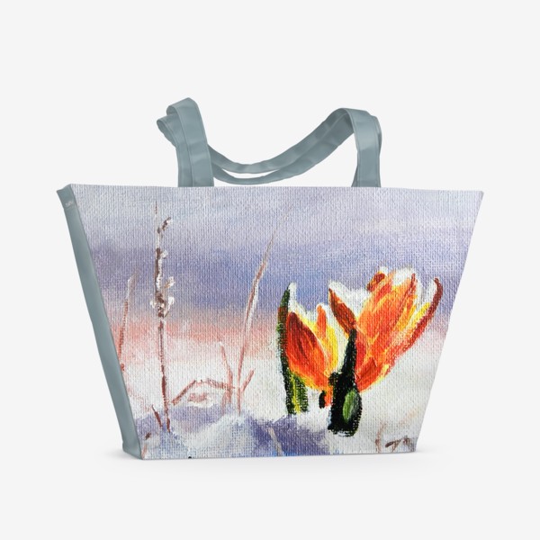 Пляжная сумка «Весна. Крокусы в снегу»
