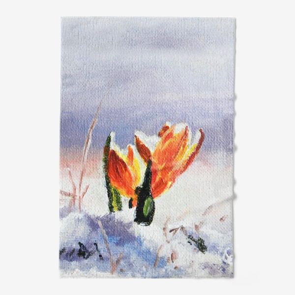 Полотенце «Весна. Крокусы в снегу»