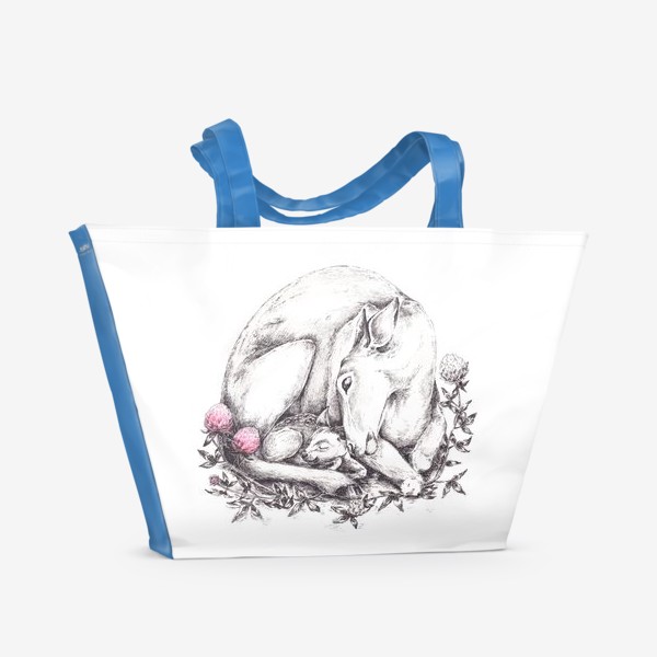 Пляжная сумка «Олениха с олененком. День матери. 8 марта»