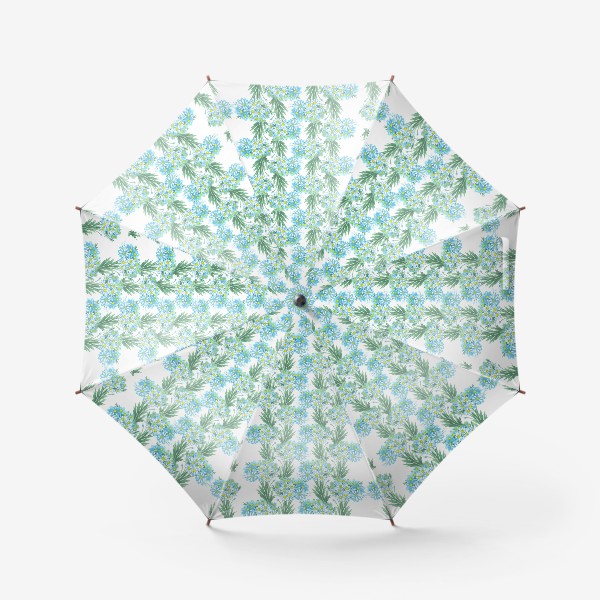 Зонт «паттерн акварель голубые белые ромашки букет»