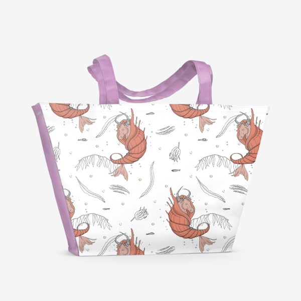 Пляжная сумка «Color_shrimp_horse»