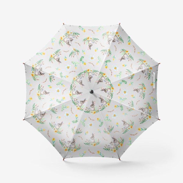 Зонт «Весенний зайка в цветах и листьях»