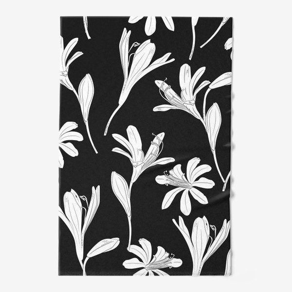 Полотенце «чёрно-белые цветы»