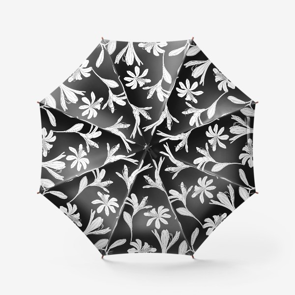 Зонт «чёрно-белые цветы»