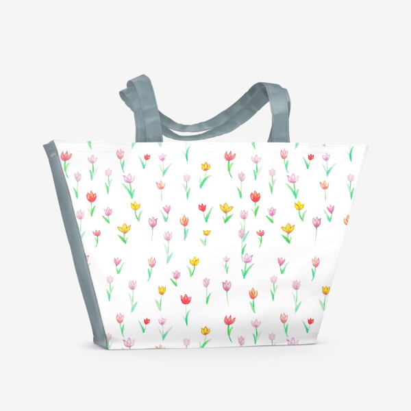 Пляжная сумка «Акварельные тюльпаны. Паттерн»