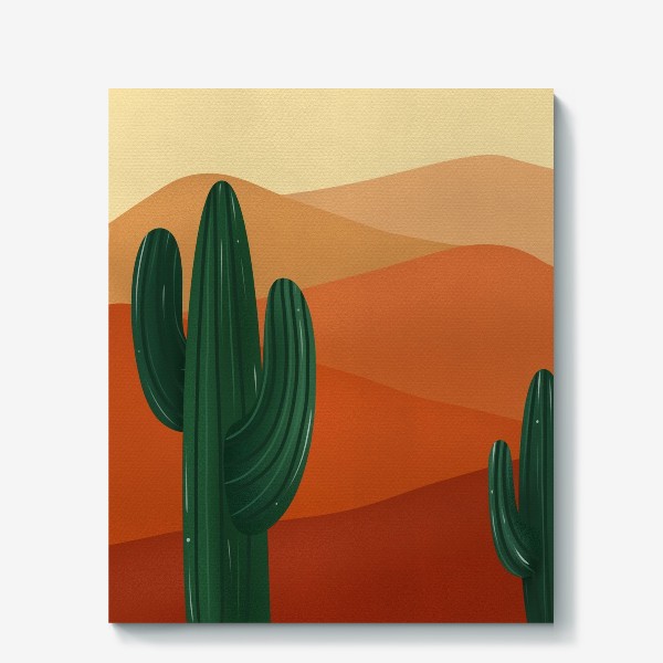 Холст «Кактусы в пустыне»
