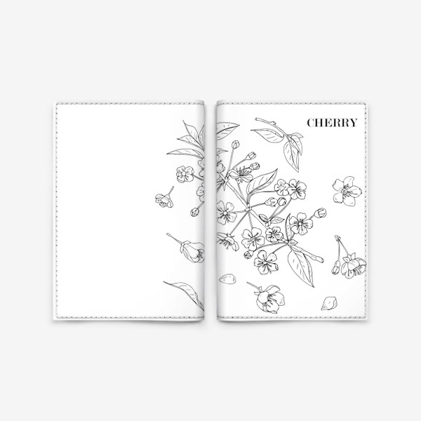 Обложка для паспорта «цветущая вишня»