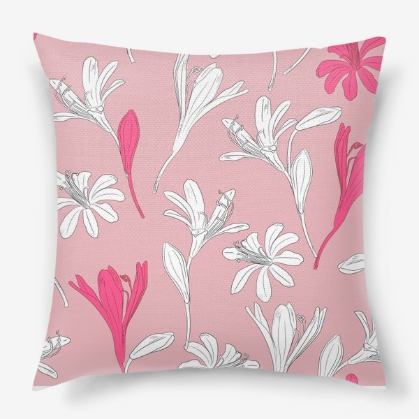 Подушка «цветы на розовом»