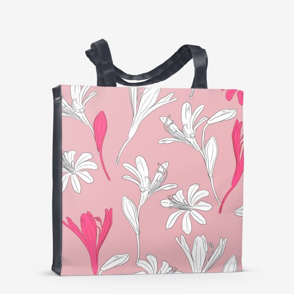 Сумка-шоппер «цветы на розовом»